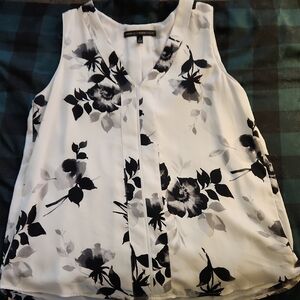 White House Black Market Black and White Floral Blouse